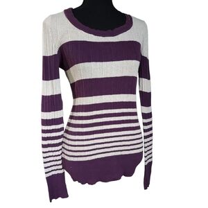 2010s Mudd Purple Striped Ribbed Elena Sweater Sz XL